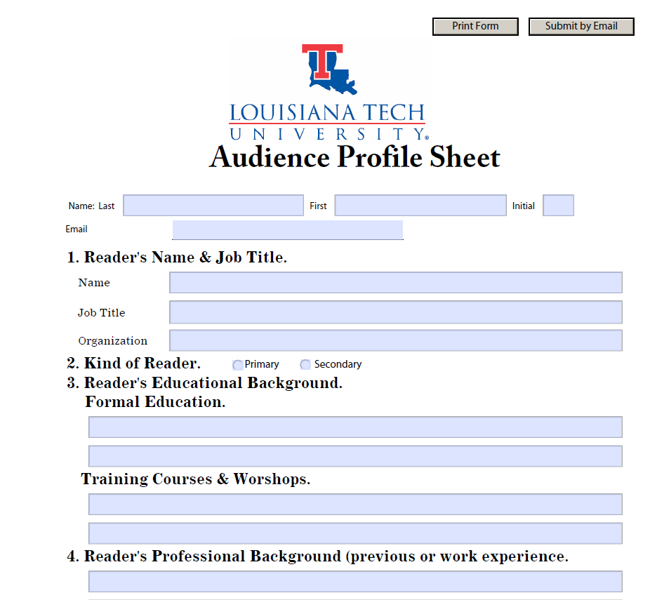 Audience
          analysis sheet
