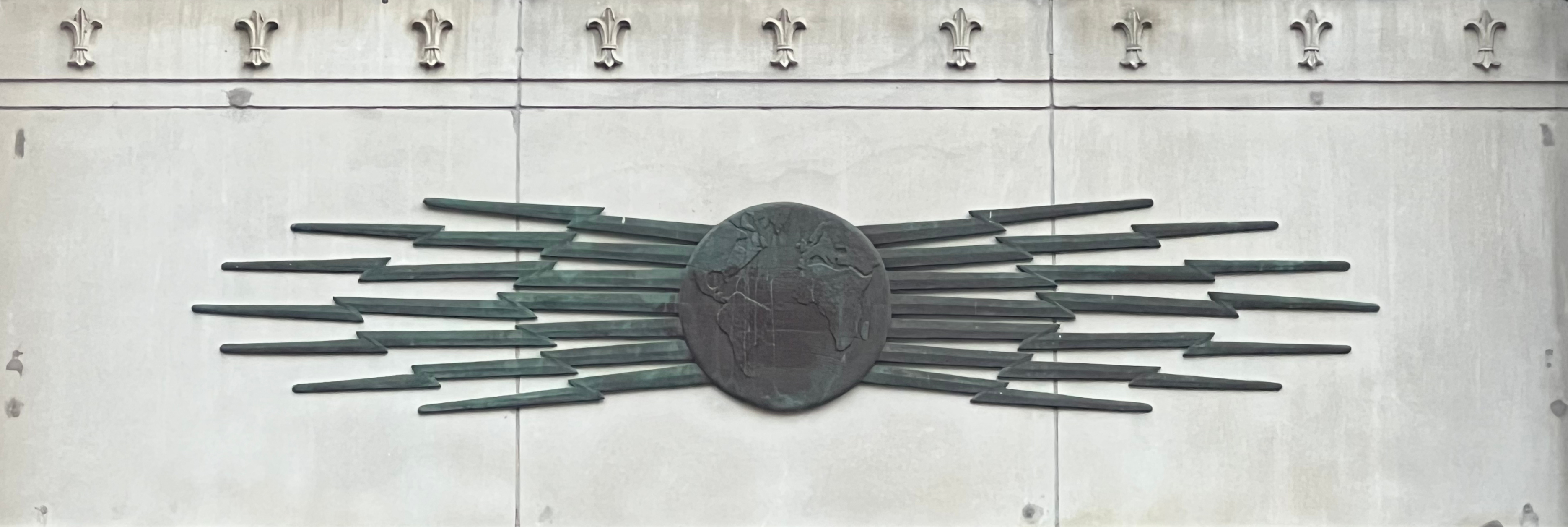 Western Union building. Small ones on top. art deco lightning in center